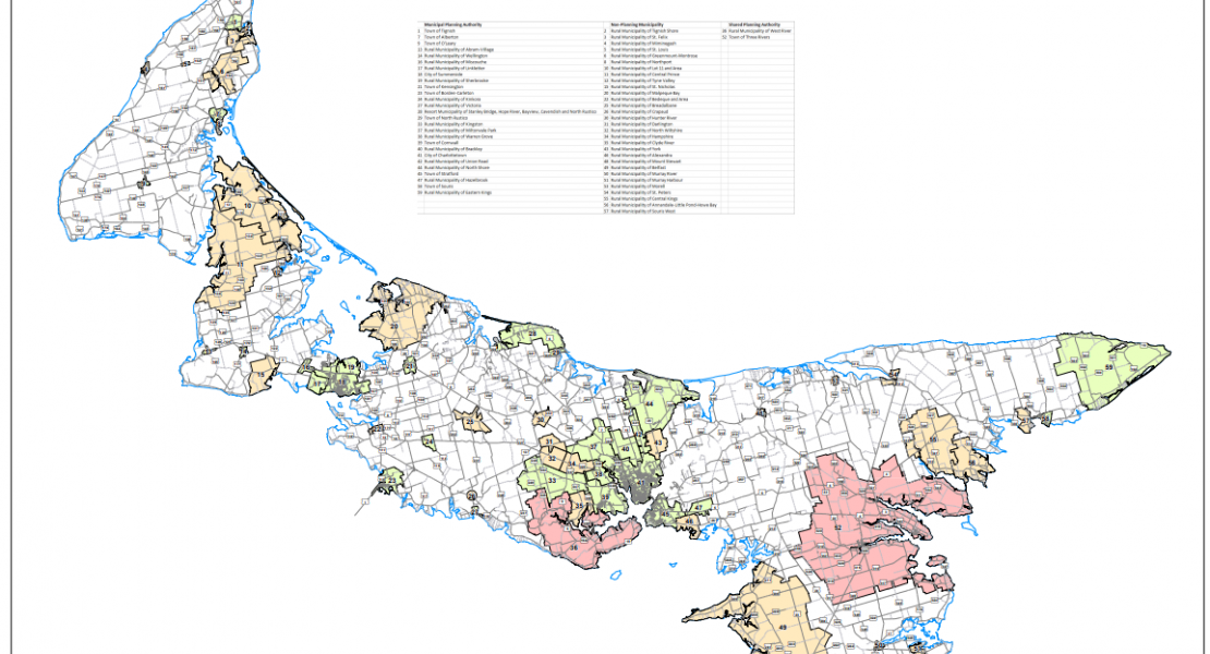 Map of PEI Municipalities and Non-Municipal Government area